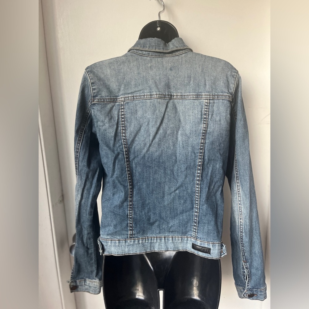 Kut from the Kloth Juko Denim Jacket Flower Embroidery sz L - Picture 7 of 16